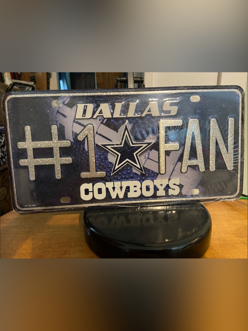 NFL Dallas Cowboys #1 Fan Glitter Wall Plate - Blue/Silver